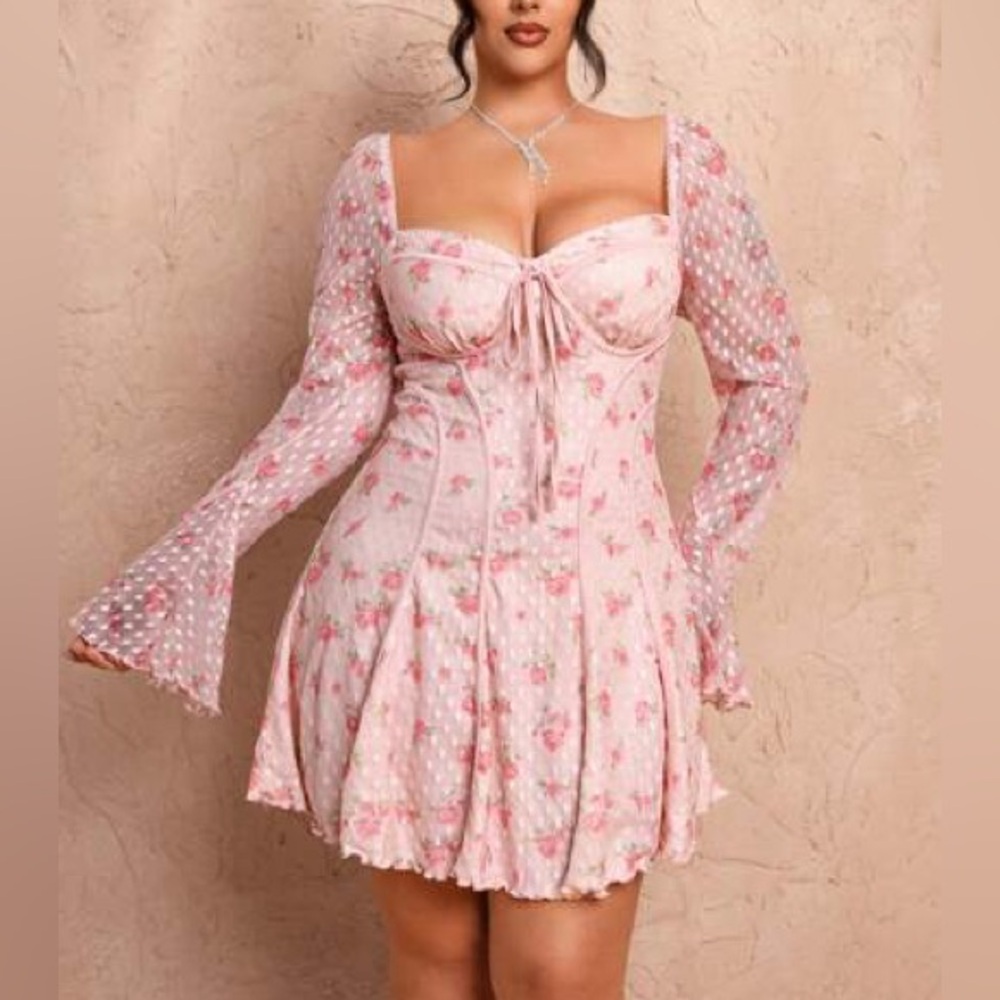 SHEIN BAE 1XL Women's Summer Beach Vacation Dating Light Social Coquette Dress